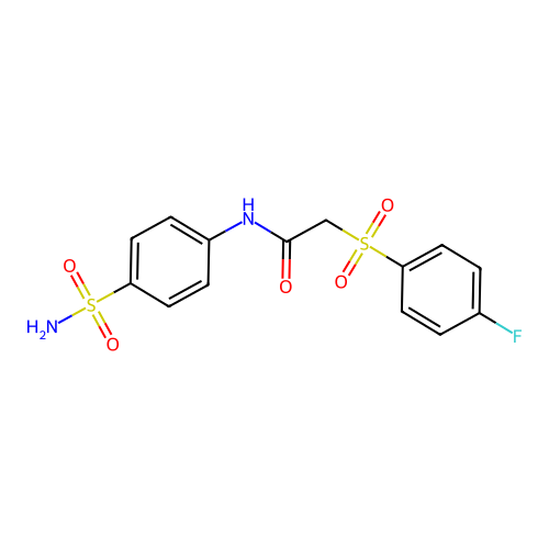 2-(4-fluorophenyl)sulfonyl-N-(4-sulfamoylphenyl)acetamide structure