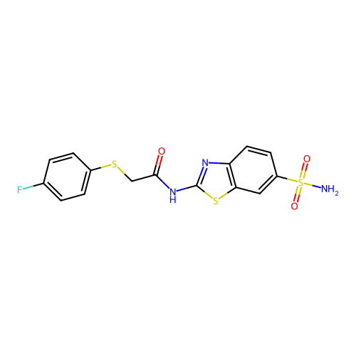 2-((4-fluorophenyl)thio)-N-(6-sulfamoylbenzo[d]thiazol-2-yl)acetamide structure