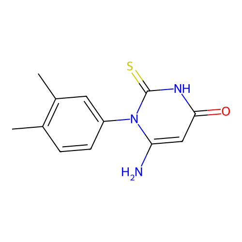 6-Amino-1-(3,4-dimethylphenyl)-2-sulfanylidene-1,2,3,4-tetrahydropyrimidin-4-one structure