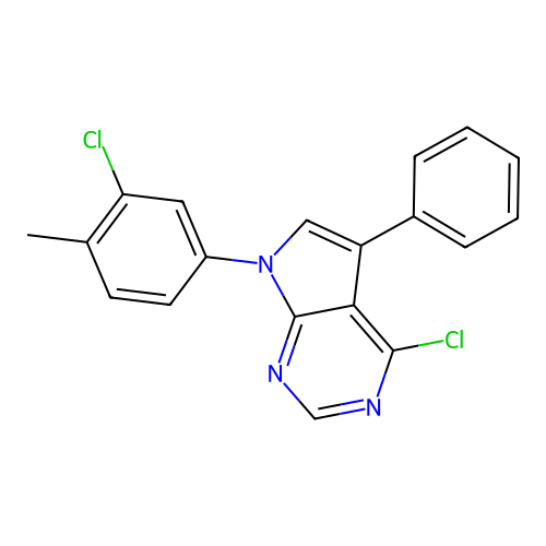4-chloro-7-(3-chloro-4-methylphenyl)-5-phenyl-7H-pyrrolo[2,3-d]pyrimidine structure