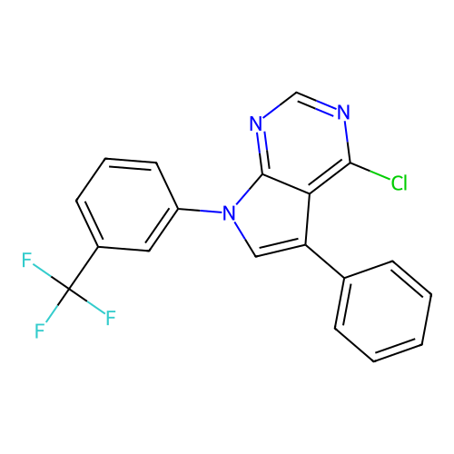 4-chloro-5-phenyl-7-[3-(trifluoromethyl)phenyl]-7H-pyrrolo[2,3-d]pyrimidine structure