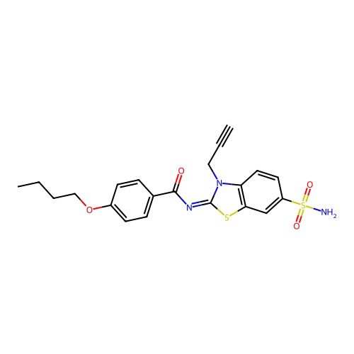 (Z)-4-butoxy-N-(3-(prop-2-yn-1-yl)-6-sulfamoylbenzo[d]thiazol-2(3H)-ylidene)benzamide structure