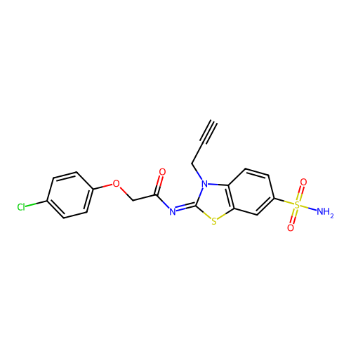 (Z)-2-(4-chlorophenoxy)-N-(3-(prop-2-yn-1-yl)-6-sulfamoylbenzo[d]thiazol-2(3H)-ylidene)acetamide structure