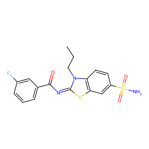 (Z)-3-fluoro-N-(3-propyl-6-sulfamoylbenzo[d]thiazol-2(3H)-ylidene)benzamide structure