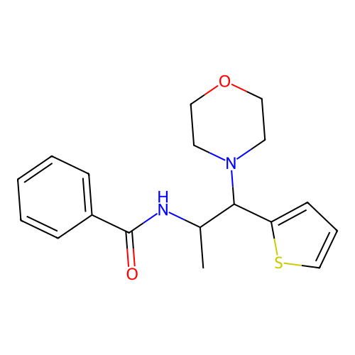 N-(1-morpholino-1-(thiophen-2-yl)propan-2-yl)benzamide structure