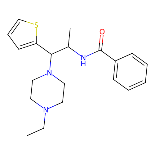 N-(1-(4-ethylpiperazin-1-yl)-1-(thiophen-2-yl)propan-2-yl)benzamide structure