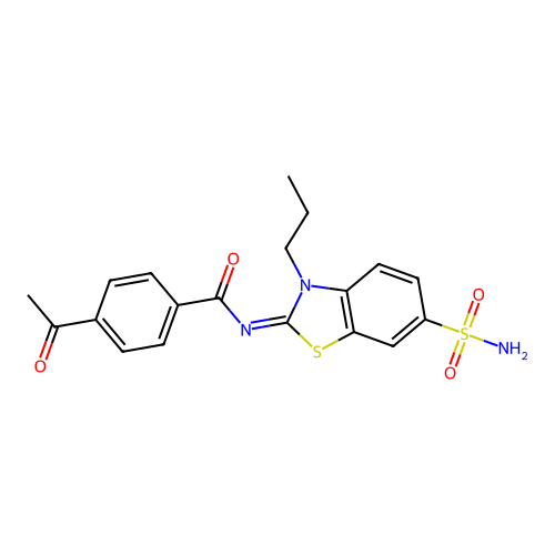 (Z)-4-acetyl-N-(3-propyl-6-sulfamoylbenzo[d]thiazol-2(3H)-ylidene)benzamide structure