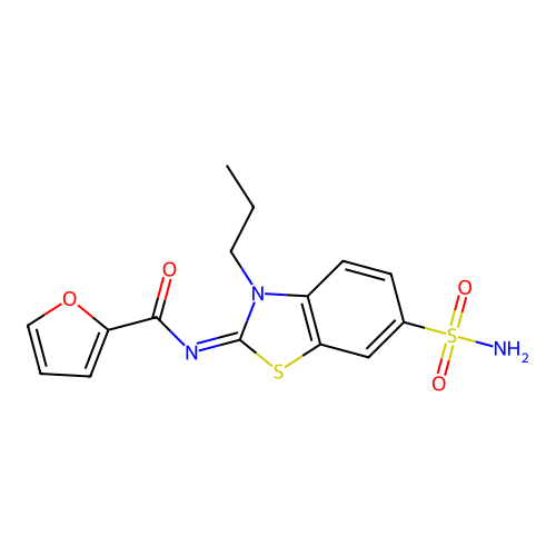 N-(3-propyl-6-sulfamoyl-1,3-benzothiazol-2-ylidene)furan-2-carboxamide structure