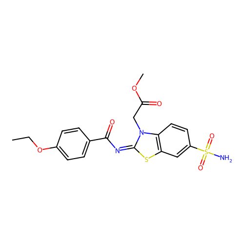 Methyl 2-[2-(4-ethoxybenzoyl)imino-6-sulfamoyl-1,3-benzothiazol-3-yl]acetate structure