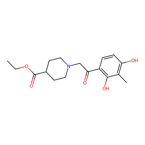 Ethyl 1-[2-(2,4-dihydroxy-3-methylphenyl)-2-oxoethyl]piperidine-4-carboxylate structure