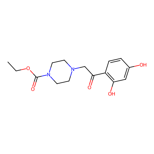 Ethyl 4-[2-(2,4-dihydroxyphenyl)-2-oxoethyl]piperazine-1-carboxylate structure