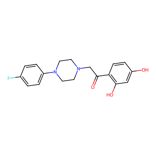 1-(2,4-Dihydroxyphenyl)-2-[4-(4-fluorophenyl)piperazin-1-yl]ethanone structure