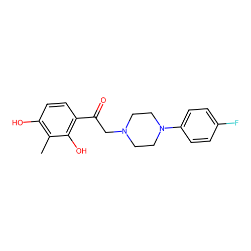 1-(2,4-Dihydroxy-3-methylphenyl)-2-[4-(4-fluorophenyl)piperazin-1-yl]ethanone structure