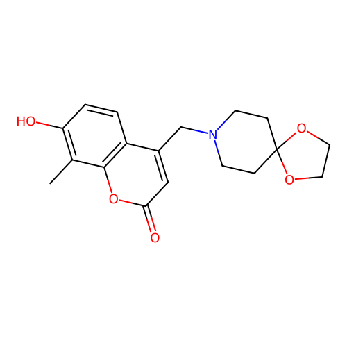 4-(1,4-Dioxa-8-azaspiro[4.5]decan-8-ylmethyl)-7-hydroxy-8-methylchromen-2-one structure