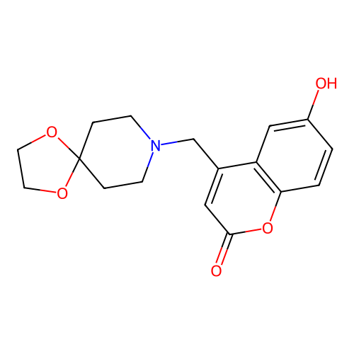 4-(1,4-dioxa-8-azaspiro[4.5]dec-8-ylmethyl)-6-hydroxy-2H-chromen-2-one structure