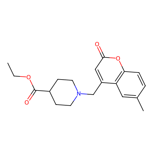 ethyl 1-[(6-methyl-2-oxo-2H-chromen-4-yl)methyl]piperidine-4-carboxylate structure