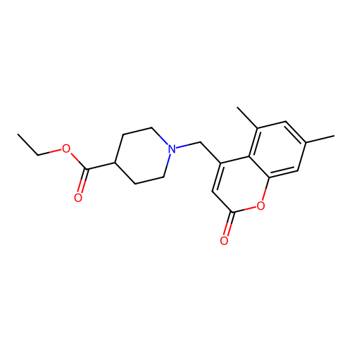Ethyl 1-[(5,7-dimethyl-2-oxochromen-4-yl)methyl]piperidine-4-carboxylate structure