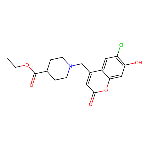 ethyl 1-((6-chloro-7-hydroxy-2-oxo-2H-chromen-4-yl)methyl)piperidine-4-carboxylate structure
