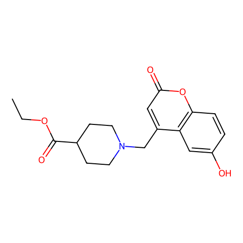 Ethyl 1-[(6-hydroxy-2-oxochromen-4-yl)methyl]piperidine-4-carboxylate structure