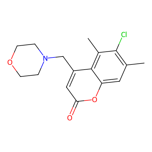 6-Chloro-5,7-dimethyl-4-(morpholin-4-ylmethyl)chromen-2-one structure