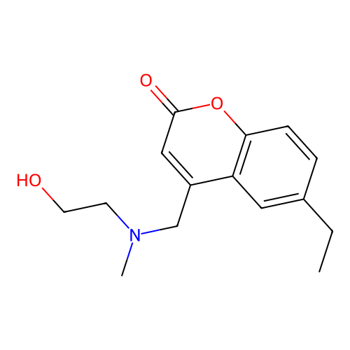 6-ethyl-4-{[(2-hydroxyethyl)(methyl)amino]methyl}-2H-chromen-2-one structure