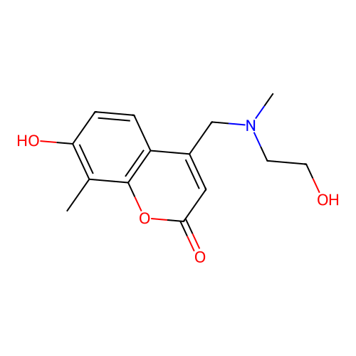 7-hydroxy-4-{[(2-hydroxyethyl)(methyl)amino]methyl}-8-methyl-2H-chromen-2-one structure