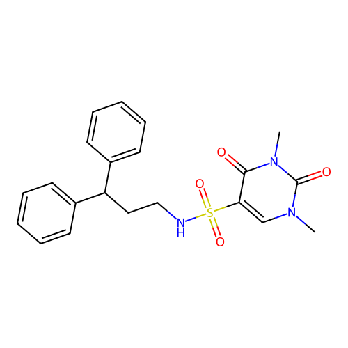 N-(3,3-diphenylpropyl)-1,3-dimethyl-2,4-dioxo-1,2,3,4-tetrahydropyrimidine-5-sulfonamide structure