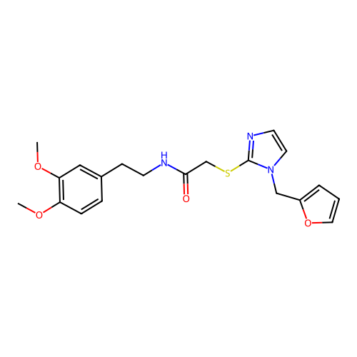 N-[2-(3,4-dimethoxyphenyl)ethyl]-2-({1-[(furan-2-yl)methyl]-1H-imidazol-2-yl}sulfanyl)acetamide structure