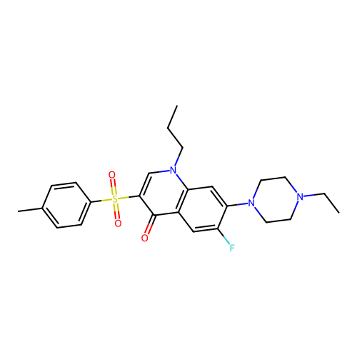 7-(4-ethylpiperazin-1-yl)-6-fluoro-1-propyl-3-tosylquinolin-4(1H)-one structure