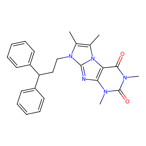 6-(3,3-Diphenylpropyl)-2,4,7,8-tetramethylpurino[7,8-a]imidazole-1,3-dione structure