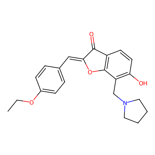 (Z)-2-(4-ethoxybenzylidene)-6-hydroxy-7-(pyrrolidin-1-ylmethyl)benzofuran-3(2H)-one structure