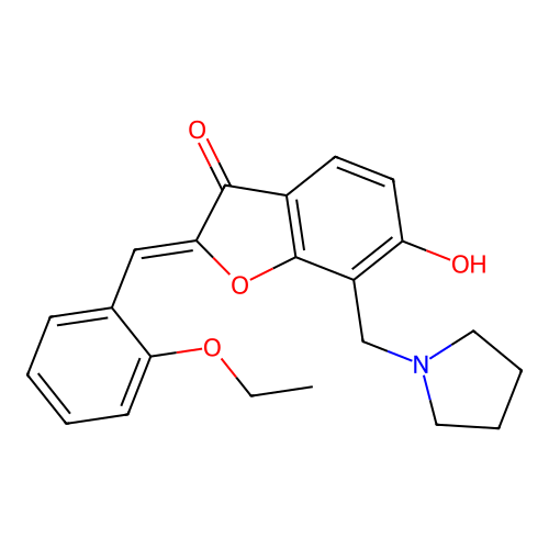 (Z)-2-(2-ethoxybenzylidene)-6-hydroxy-7-(pyrrolidin-1-ylmethyl)benzofuran-3(2H)-one structure