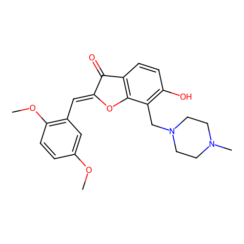 (Z)-2-(2,5-dimethoxybenzylidene)-6-hydroxy-7-((4-methylpiperazin-1-yl)methyl)benzofuran-3(2H)-one structure