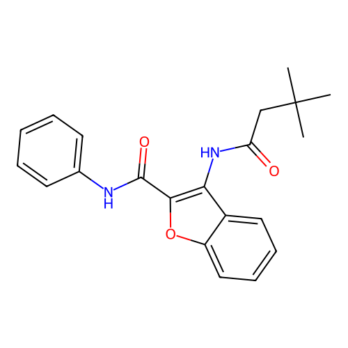 3-(3,3-dimethylbutanamido)-N-phenylbenzofuran-2-carboxamide structure