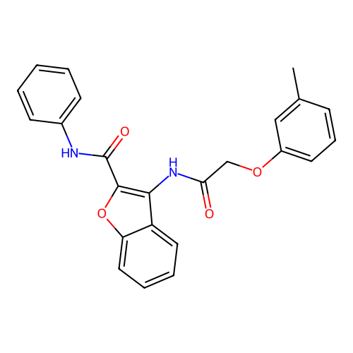 N-phenyl-3-(2-(m-tolyloxy)acetamido)benzofuran-2-carboxamide structure