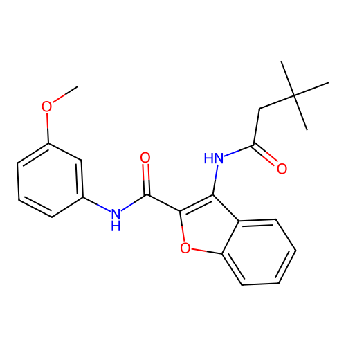 3-(3,3-dimethylbutanamido)-N-(3-methoxyphenyl)benzofuran-2-carboxamide structure
