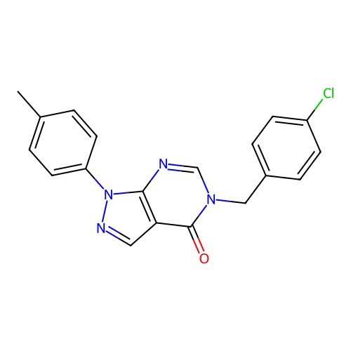 5-(4-chlorobenzyl)-1-(p-tolyl)-1H-pyrazolo[3,4-d]pyrimidin-4(5H)-one structure