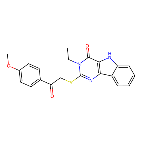 3-ethyl-2-[2-(4-methoxyphenyl)-2-oxoethyl]sulfanyl-5H-pyrimido[5,4-b]indol-4-one structure