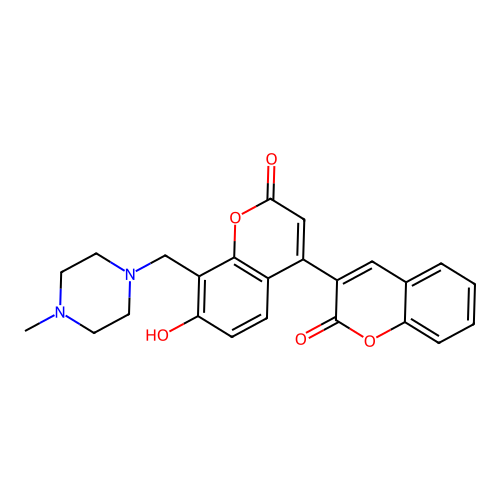 7-Hydroxy-8-[(4-methylpiperazin-1-yl)methyl]-4-(2-oxochromen-3-yl)chromen-2-one structure