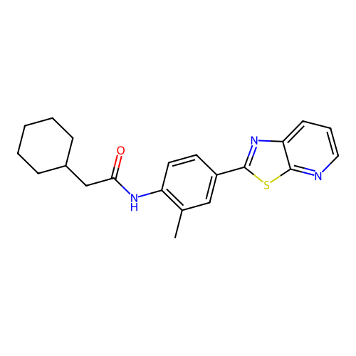 2-cyclohexyl-N-(2-methyl-4-(thiazolo[5,4-b]pyridin-2-yl)phenyl)acetamide structure