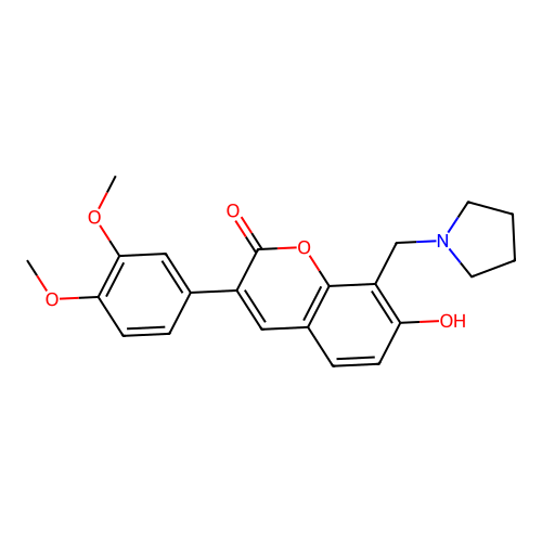 3-(3,4-dimethoxyphenyl)-7-hydroxy-8-(pyrrolidin-1-ylmethyl)-2H-chromen-2-one structure