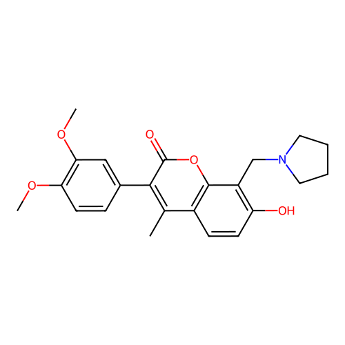3-(3,4-dimethoxyphenyl)-7-hydroxy-4-methyl-8-[(pyrrolidin-1-yl)methyl]-2H-chromen-2-one structure