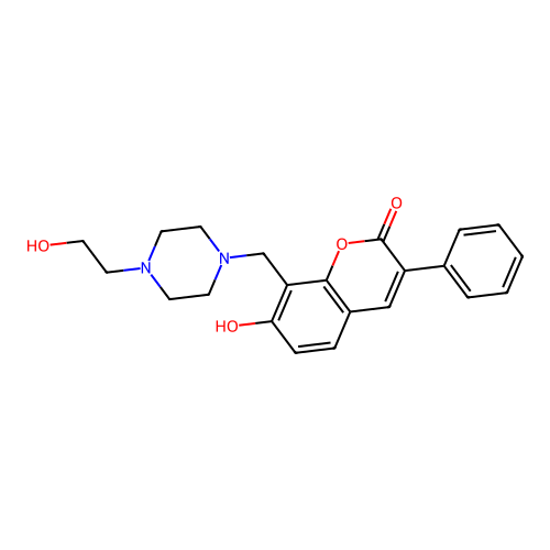 7-hydroxy-8-{[4-(2-hydroxyethyl)piperazin-1-yl]methyl}-3-phenyl-2H-chromen-2-one structure