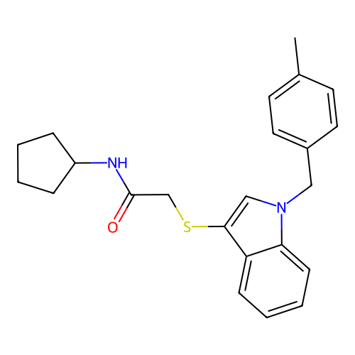 N-cyclopentyl-2-((1-(4-methylbenzyl)-1H-indol-3-yl)thio)acetamide structure
