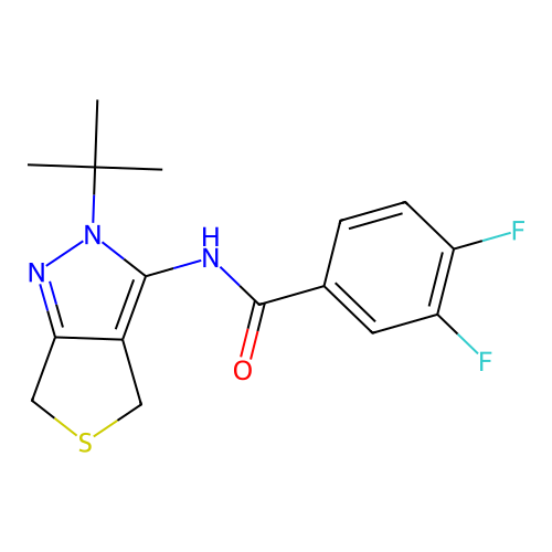 N-(2-tert-butyl-4,6-dihydrothieno[3,4-c]pyrazol-3-yl)-3,4-difluorobenzamide structure