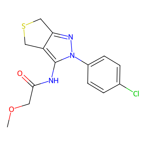 N-[2-(4-chlorophenyl)-4,6-dihydrothieno[3,4-c]pyrazol-3-yl]-2-methoxyacetamide structure