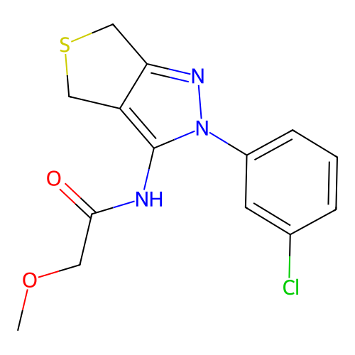 N-[2-(3-chlorophenyl)-4,6-dihydrothieno[3,4-c]pyrazol-3-yl]-2-methoxyacetamide structure
