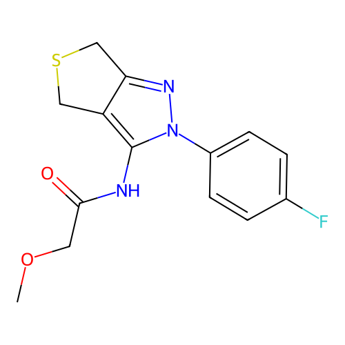 N-[2-(4-fluorophenyl)-4,6-dihydrothieno[3,4-c]pyrazol-3-yl]-2-methoxyacetamide structure