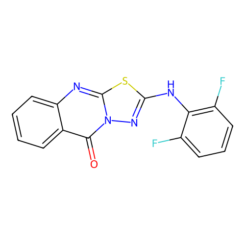 2-[(2,6-difluorophenyl)amino]-5H-[1,3,4]thiadiazolo[2,3-b]quinazolin-5-one structure