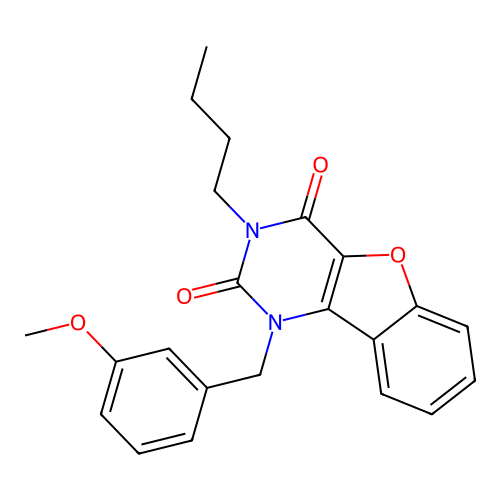 3-Butyl-1-[(3-methoxyphenyl)methyl]-[1]benzofuro[3,2-d]pyrimidine-2,4-dione structure